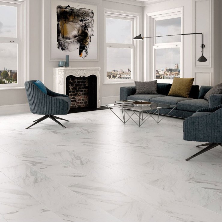 Marmor Klinker Alcamo Carrara Hvid Mat 33x66 cm-0